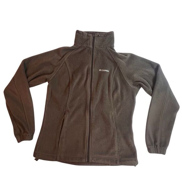 Columbia Jacket Women Medium Brown Fleece Sweater Mock Neck Outdoor Camping Vest - Picture 5 of 8